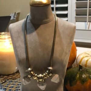 Beautiful gold and white stone statement necklace